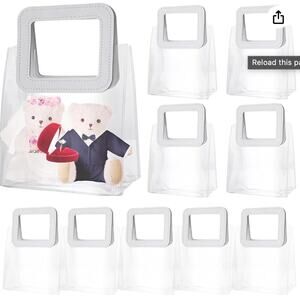 Ysglory 8 Pack Transparent PVC Gift Bags with Handle (7" x 4" x 8")